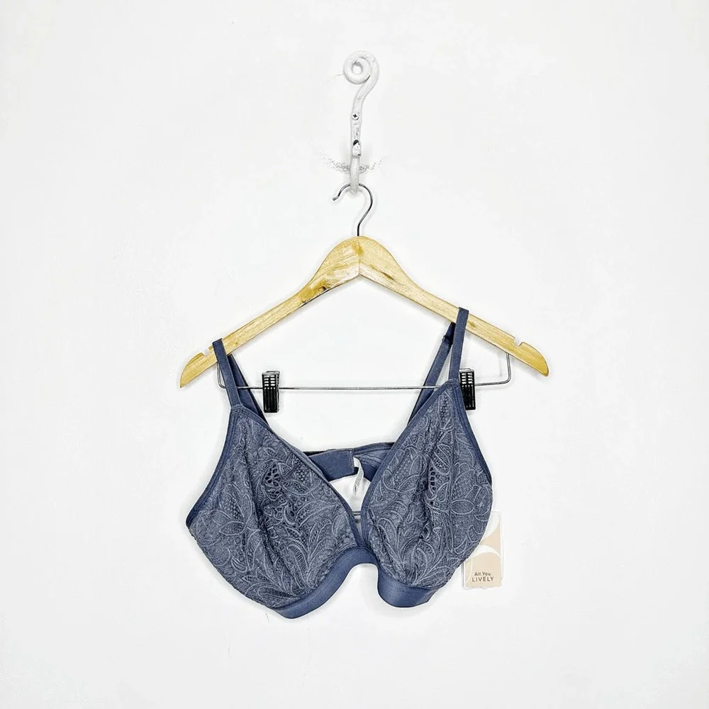 LIVELY Palm Lace Busty Bralette Smoke unpadded wireless womens 3 38D 40D NWT